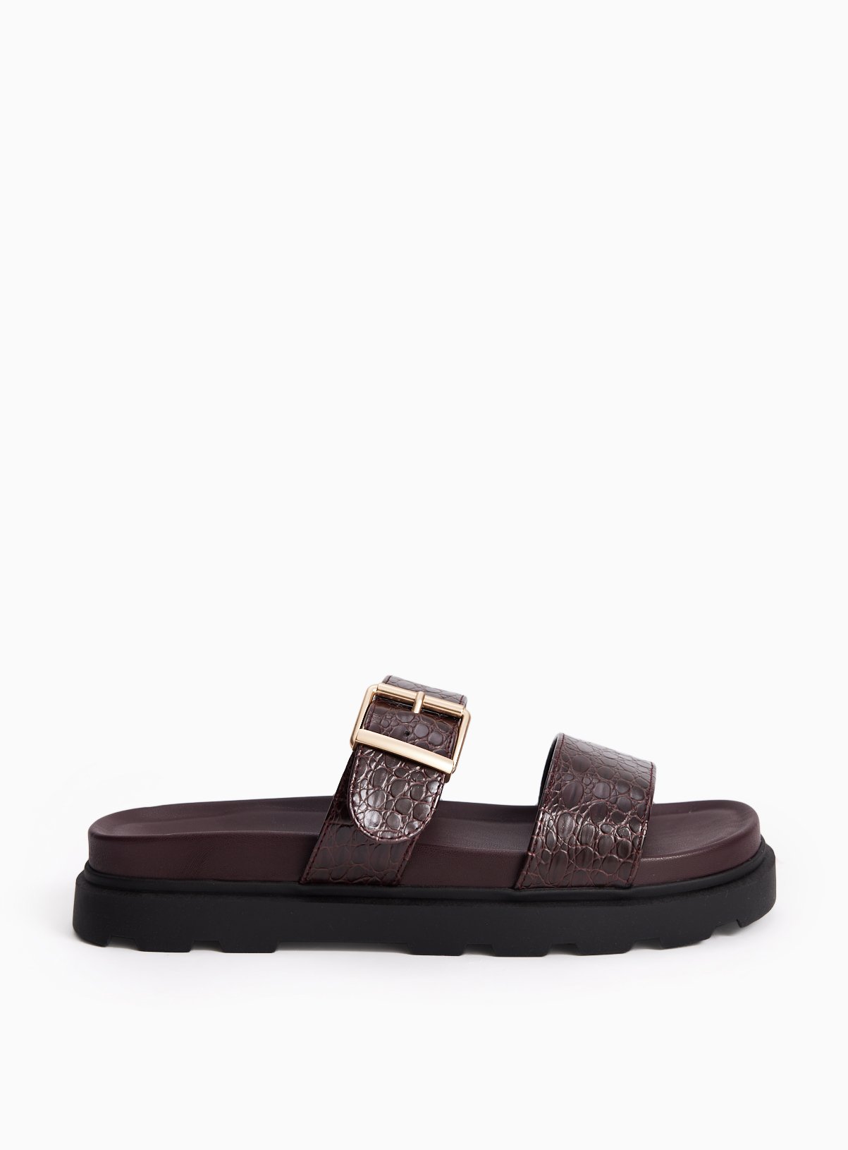 Dark Red Crocodile Print Footbed Sandals 5 - Image 2 thumbnail